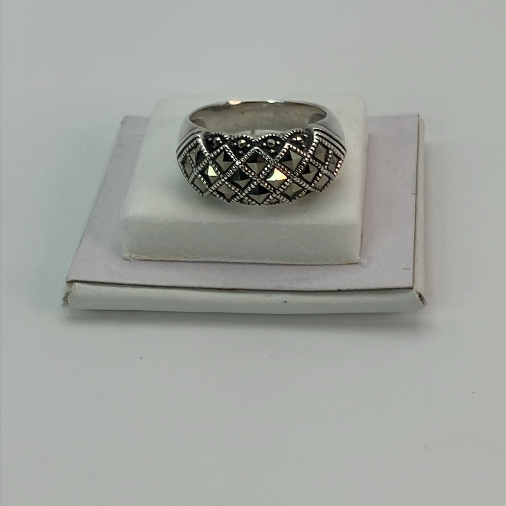 Sterling Silver Marcasite Dome Band Ring